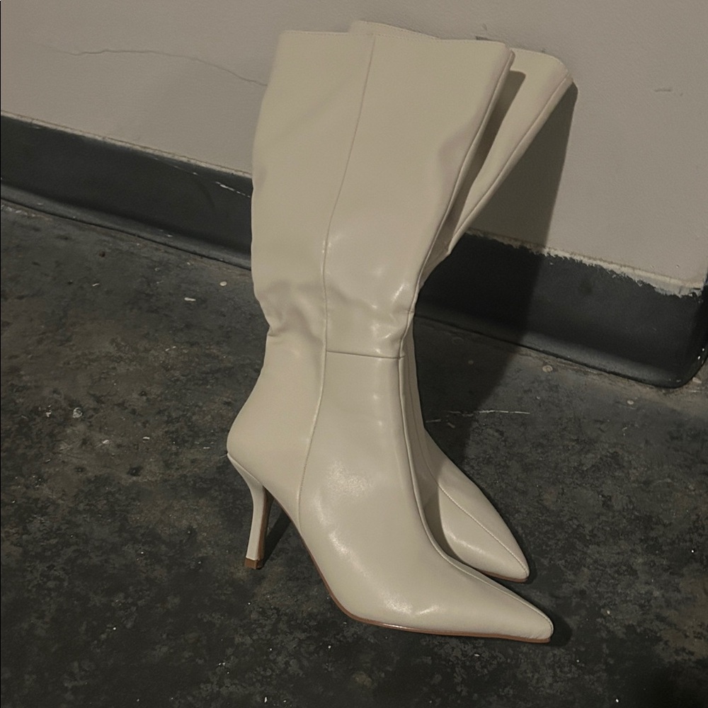 Elegant Cream Knee-High Boots